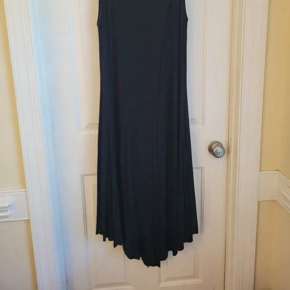 Pyramid collection 1x black sleeveless wrap style dress w asymmetrical hem/liner - Picture 6 of 8